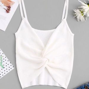 White twist front crop top